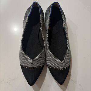 Rothy’s, The Point, Women’s Flats Slip On Grey Black Mist Captoe Shoes Size 9.5